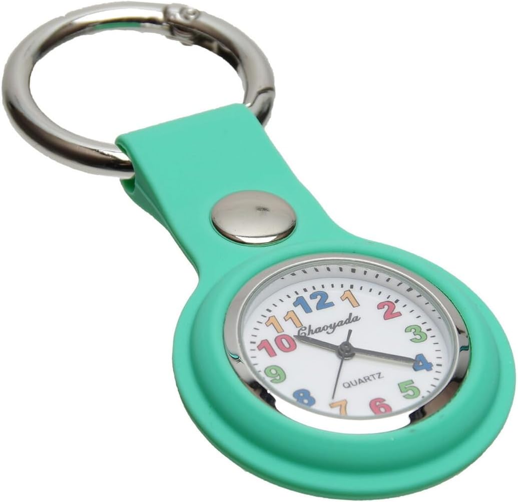 Grandios 【 7color 】 Nurse Watch Cute Keychain Kids Watch Pocket Watch Small Size Mini Compact GD-KIDSCLOCK, green