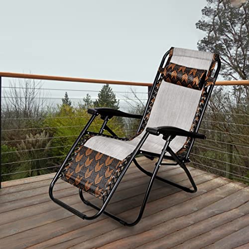 Image of STAR WORK Stainless Steel Zero Gravity Chair, Lawn Chair Recliner Lounge, Portable Camping Folding Beach Chair With Removable Pillow (Double Color, Multicolour)