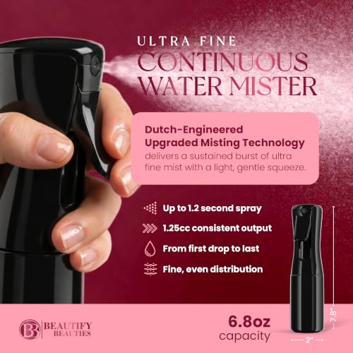 Image of BeautifyBeauties Continuous Spray Bottle for Hair, 6.8 oz Mister Spray | Perfect for barbers, salons, household cleaning, watering plants, pet care, ironing & essential oil scents
