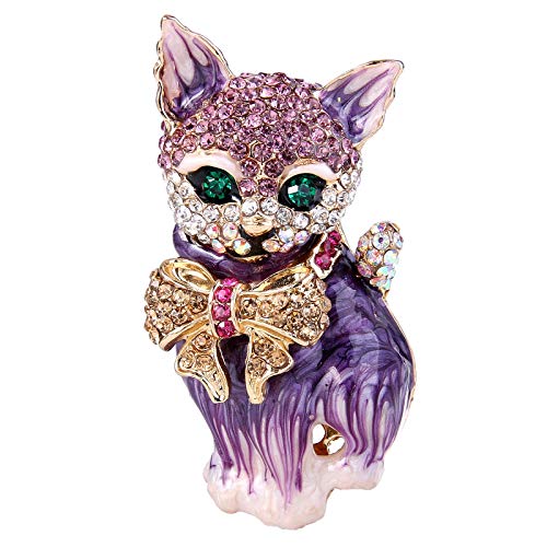 Image of EVER FAITH Austrian Crystal Lovely Plump 3D Bowknot Cat Brooch Enamel Pet Animal Kitten Brooches Dress Suit Sweater Scarves Accessoriesfor Women