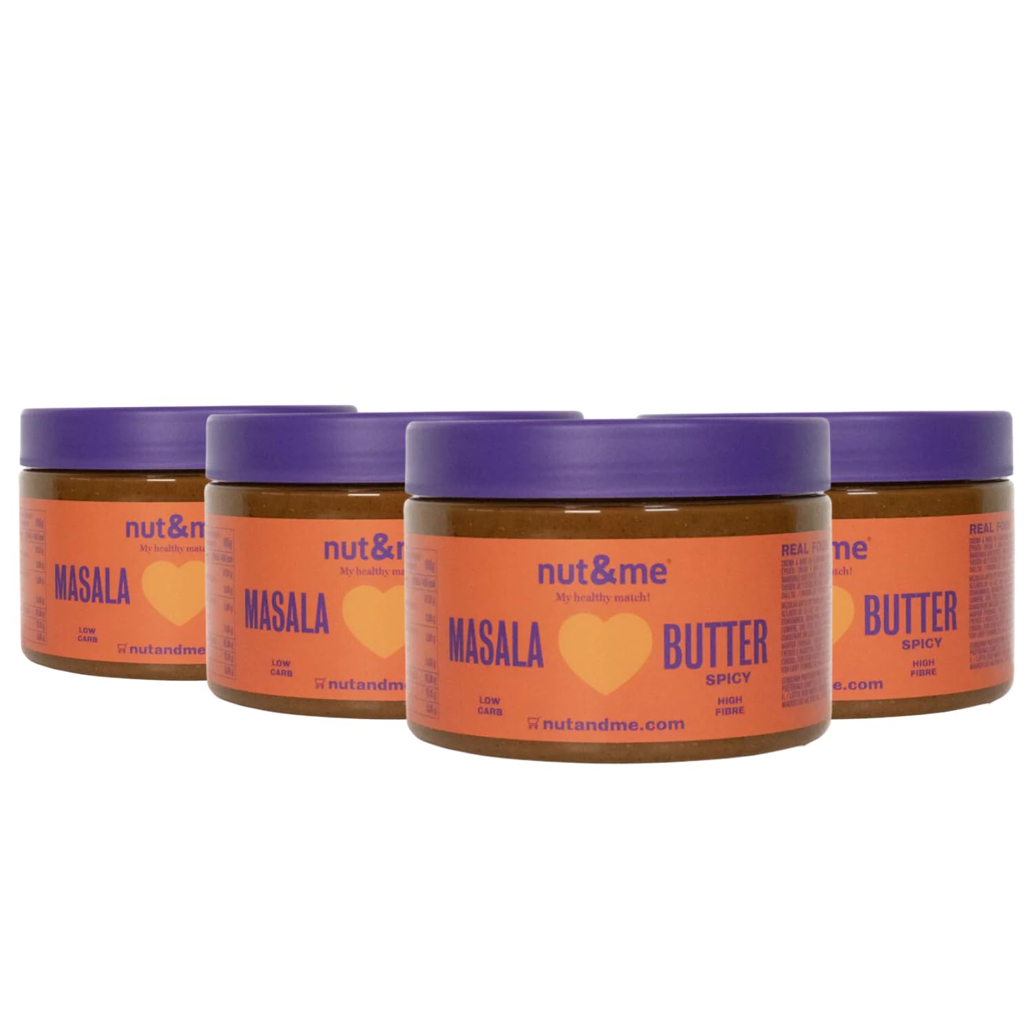 Crema Masala Spicy 1 kg nut&me | Ligeramente Picante | 65% Almendras | 100% Natural | Cúrcuma, Comino y Cilantro | Pack 4 x 250 gr