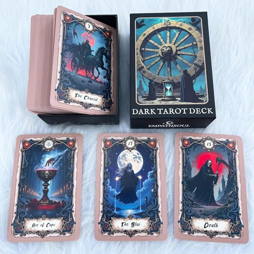Image of Unique Dark Gothic Tarot Deck, Tarot Cards for Beginners, Dark Fantasy Style Deck, Witch Divination Tool, Fortune Telling Tarot Learning Decks