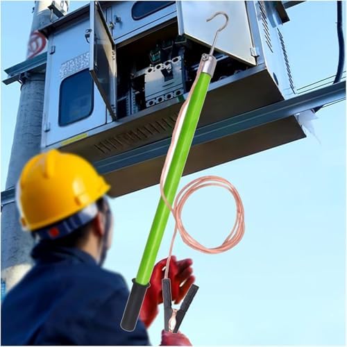 Electl Safe Discharge Stick – izolowany pręt wyładowczy 10 kV z miedzianym drutem i hakiem, 1 m do bezpiecznego bezpośredniego rozładowania, idealny do żywicy epoksydowej i zastosowań elektrycznych,