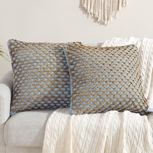 Boho Living 18x18 Light Blue Throw Pillow Covers Pillow Insert