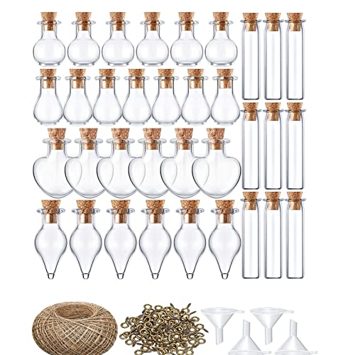 Poção - 50 PCS Pequenas Vidro Poção - desejos com parafusos funil e corda pequena garrafa vidro tran