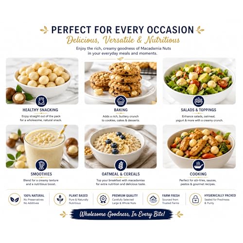 Image of Dry Goods Co. Premium Macadamia Nuts 100g | Jumbo Roasted & Salted Macadamia Kernels | Rich Buttery Taste | Healthy Snack | High in Fiber & Good Fats | Ready to Eat Gourmet Dry Fruits