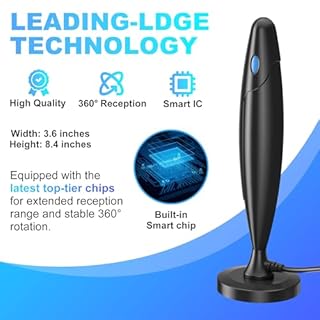 TV Antenna for Smart TV Indoor, Digital Antenna for Local Channels, Support 4k 1080p with Strong Magnetic Base, Long Range Reception with Amplifier Signal Booster for Old/HD TVs