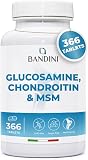 Bandini® Glucosamine Chondroitin + MSM & Vitamin C | 366 Tablets for 6 Months | Complex Formula with 600mg Glucosamine, 100mg Chondroitin & MSM per Daily dose | High Dosage - 1