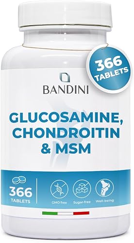 Bandini® Glucosamine Chondroitin + MSM & Vitamin C | 366 Tablets for 6 Months | Complex Formula with 600mg Glucosamine, 100mg Chondroitin & MSM per Daily dose | High Dosage - 1