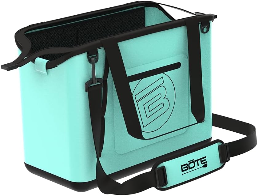 BOTE Mule Tote Structured Utility Tote Bag with Hinged Stay-Open Opening Water-Resistant & Easy-Clean Material Crossbody, Multi-Pocket Design with IP68 Zippers for Beach Camping & Outdoor Use