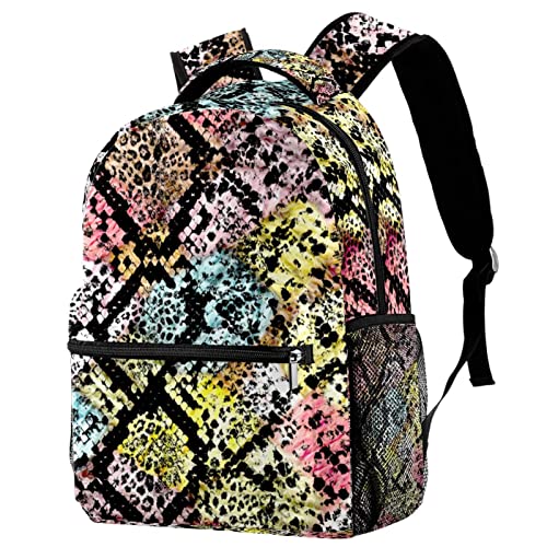 Sac à dos de voyage fille et garçon motif peau de serpent avec filet gourde
