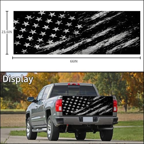 Image of Turck Tailgate Wraps Decals - 66x23.6 in Tailgate Decals for Trucks, American Flag Tailgate Graphics for Trucks Pickup Personalized Decoration, American Flag Tailgate Decal