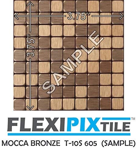 FLEXIPIXTILE, Sample, Aluminum Mosaic Tile, Peel & Stick, Kitchen Backsplash, Accent Wall, Mocca Bronze