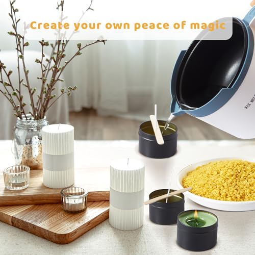 Kit de fabricação de velas de cera de abelha com derretidor elétrico de cera para adultos, 2,3 kg de
