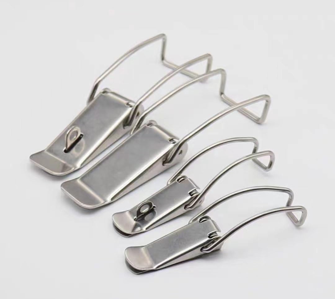 Chiusura a levetta, Chiusura a Molla, 2 Pezzi di Serrature a Molla for armadietti in Acciaio Inox 304, con Chiusura a Scatto, for Porte e finestre scorrevoli(304 Stainless Steel B 45mm)