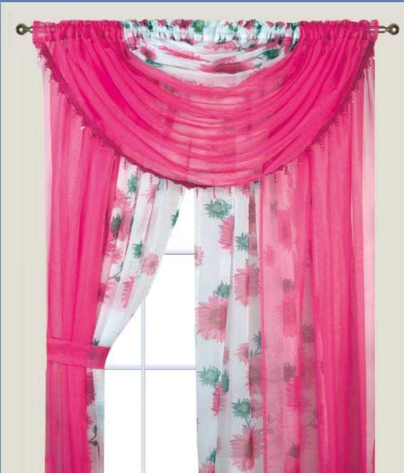 Sapphire Home Cortinas traslúcidas Juego de 4 paneles de dos tonos con cenefa y alzapaños, 55x84 pulgadas, cortina ligera filtrante de luz para