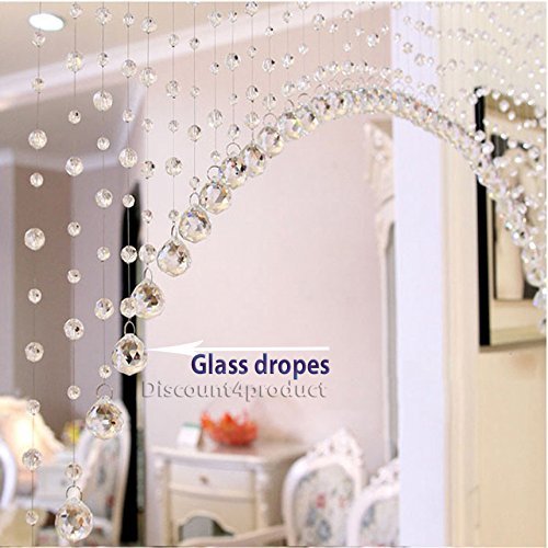 Discount4product Modern 30 Strings Acrylic String Curtain - 4ft, Transparent(lined), Washable 1