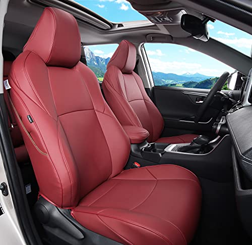 Housses de siège RAV4 en simili cuir premium vin rouge pour Toyota XSE Hybrid