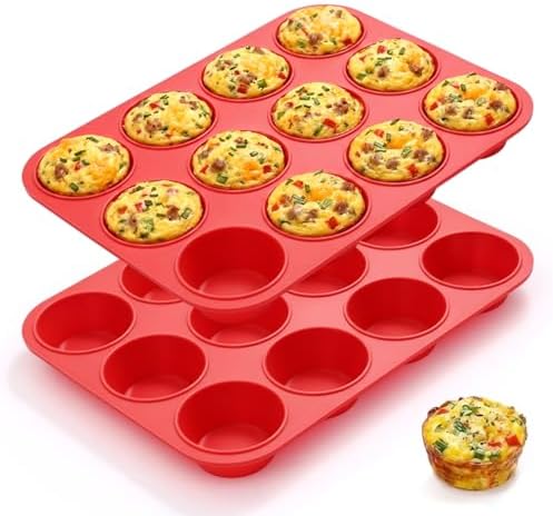 CAKETIME 12 Cups Silicone Muffin Pans for Baking - Regular Size C...