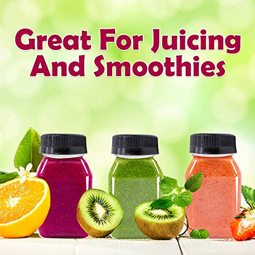 4 OZ Plastic Juice Bottles, Reusable Bulk Beverage Containers, Comes Black lid, for Juice, Milk and Other Beverages, 10 Pcs.