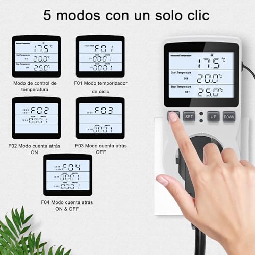 Controlador de temperatura para regular frío y calor enchufe termostato digital 220V 4