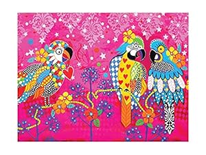 Knalliges Hippie Geschirrtuch mit bunten Papagei V&ouml;geln, Boho Sp&uuml;ltuch | Geschenk-Deko