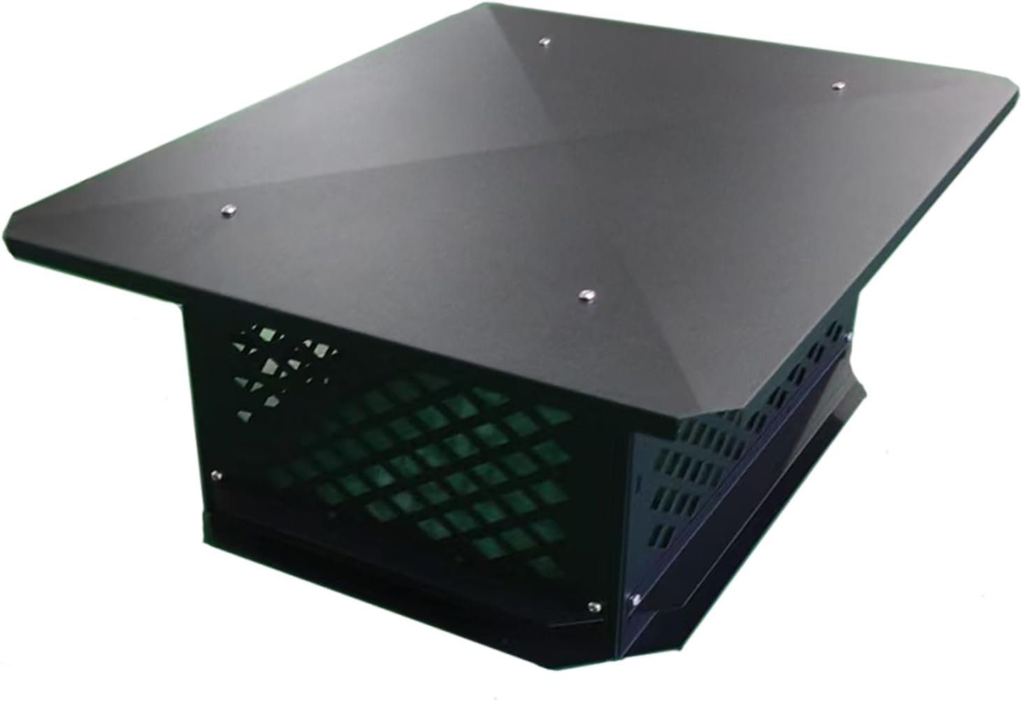 Chimney Cap 17" x 17", Chimney Cover, Bottom Installation Method Adjustable to Fit Outside Existing Clay Flue Tile Dimensions, Black