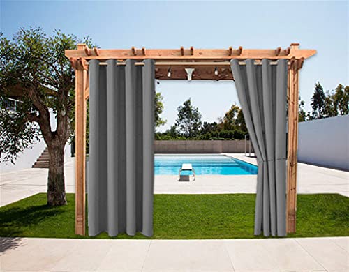 SK Studio 1 Pièce Rideaux Imperméable d'extérieur, Rideau Résistant à la Décoloration Rideau Occultants avec Oeillet pour Porche Avant, Pergola, Cabanon, Gazebo Gris foncé, 254x213cm(W x L)