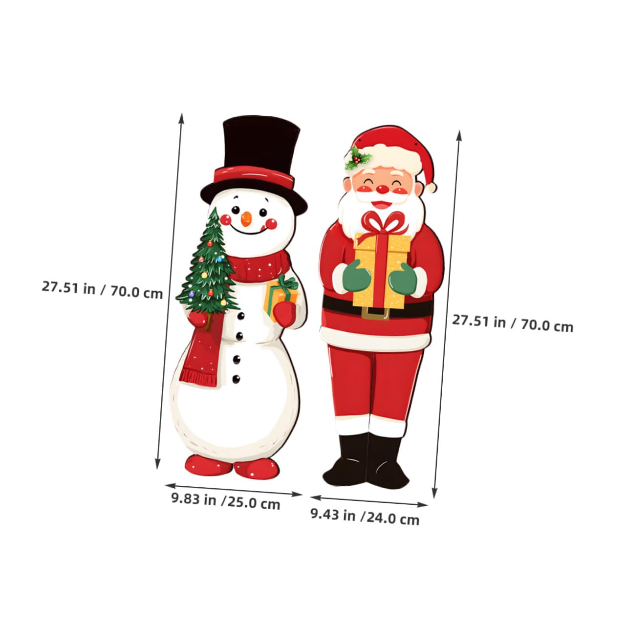 Santa Claus und Schneemann aus Stabilem Holz Leichte Hängedeko für Wand Fenster und Veranda Passend für Traditionelle und Moderne Festtagsatmosphäre