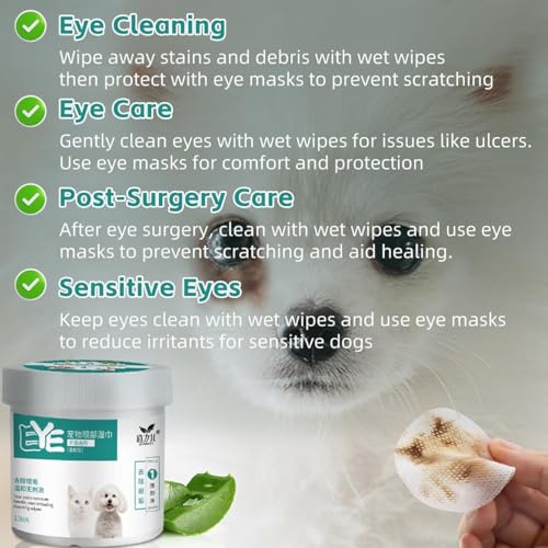 Image of MANON ROSA Eye Care Kit for Dogs Cats (130ct Wipes & 2 Eye Patches) - Ultimate Solution for Alleviating Eye Discomfort (Small,02)