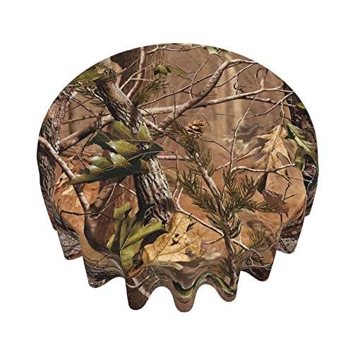 BCQJNB Hunting Camo Round Tablecloth 60 Inch Washable Table Cloth Cover Indoor Outdoor for Dining