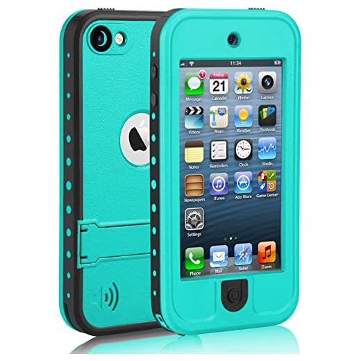 MixMart Waterproof Case for iPod Touch 7th/6th/5th Generation Case Built-in Screen Protector Protective Cover for iPod Touch 5/6/7 (Blue)