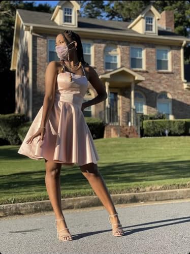 Spaghetti Strap Homecoming Dresses for Teens 2025 Satin Short Junior Prom Dresses with Pockets4