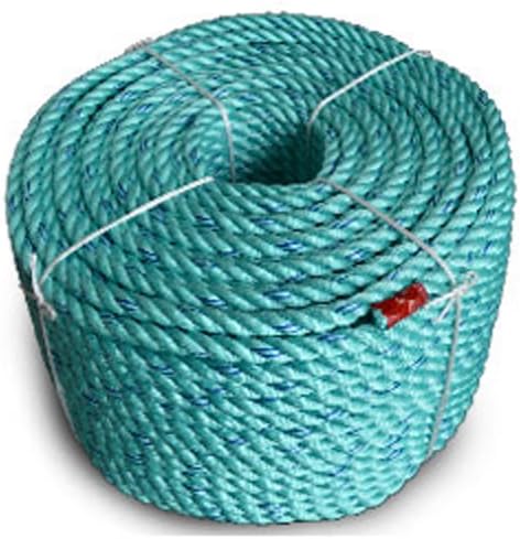 CWCBLUE STEEL Floating Co-Polymer Utility Rope, Teal W/Dk Blue Tracer (5/8" x 600' - 11000 lbs Tensile)