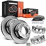 A-Premium Rear Disc Brake Rotors and Ceramic Pads Kit with Calipers Compatible with Dodge Ram 2500 3500 2009-2010 Ram 2500 3500 2011-2018 Replace# 2AMV2158AA, 68049177AA 8-PC Set