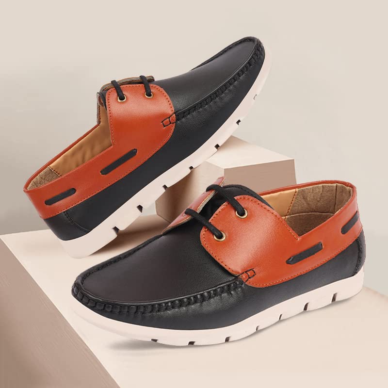 Image of FAUSTO Men's Side Lace Stitched Lace Up Boat Shoes