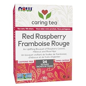 NOW Caring Tea™, Red Raspberry Tea, Premium Unbleached Tea Bags with our no-staples design, 24 Count