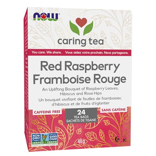 NOW Caring Tea™, Red Raspberry Tea, Premium Unbleached Tea Bags with our no-staples design, 24 Count