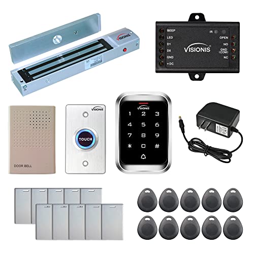 Greatest Product Visionis FPC-5099 One Door Access Control Out Swinging Door 600lbs Maglock + Outdoor Keypad/Reader Standalone with Mini Controller + Wiegand 26, No Software, EM Card, 1000 Users Kit Magnetic Lock