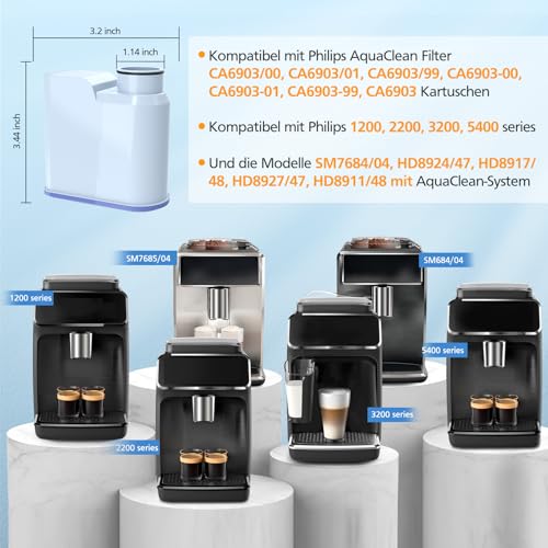 Ersatzwasserfilter für Philips Aqua Clean CA6903/10 CA6903/22 CA6707/20 Kaffeevollautomat… – Ansicht 2
