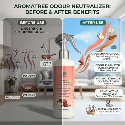 Image of Odour Neutralizer Air Freshener Spray - Apple Cinnamon | Eliminates Bad Smells | Natural Plant-Based, Non-Toxic | Long-Lasting Fragrance for Home, Car & Office