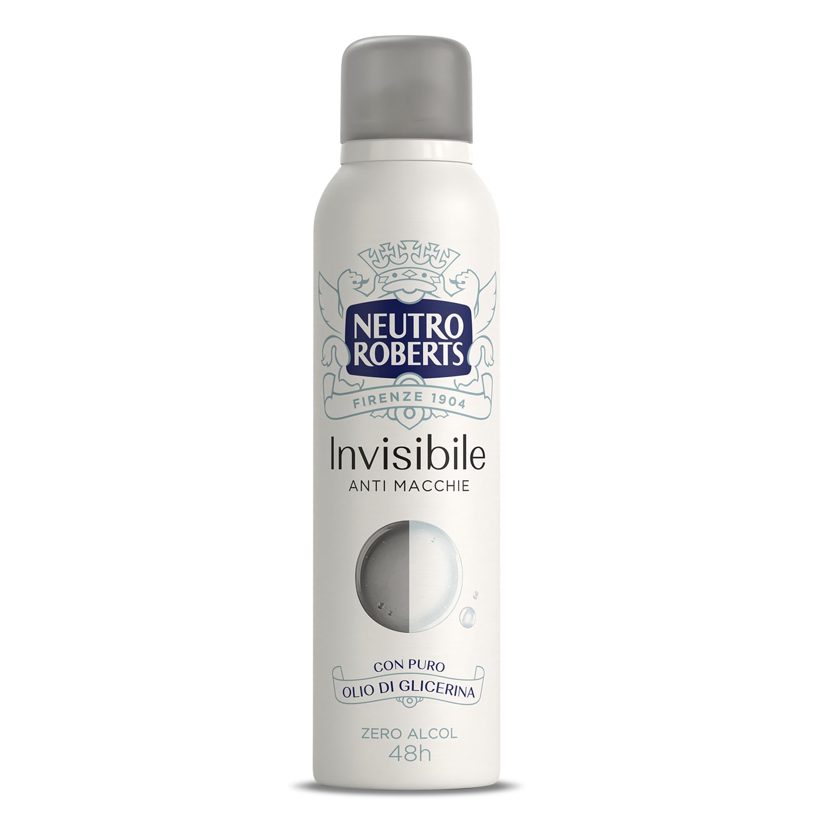 Neutro Roberts, Deospray Invisible Invisible, Zero Alkohol, Zero Flecken, mit reinem Glycerinöl, Deodorant für Damen und Herren, dermatologisch getestet, 150 ml, 48h