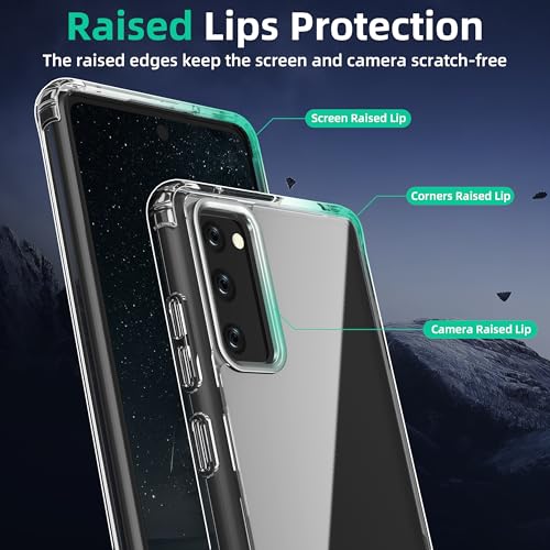 Image of ONES for Samsung Galaxy S20 FE 5G /4G Ultra Slim Case Clear, PC + TPU Hybrid, Military-Grade Drop Guard, Anti-Yellowing, Anti-Slip, Shockproof Silicone Hard Cover, Scratch Resistant, Transparent