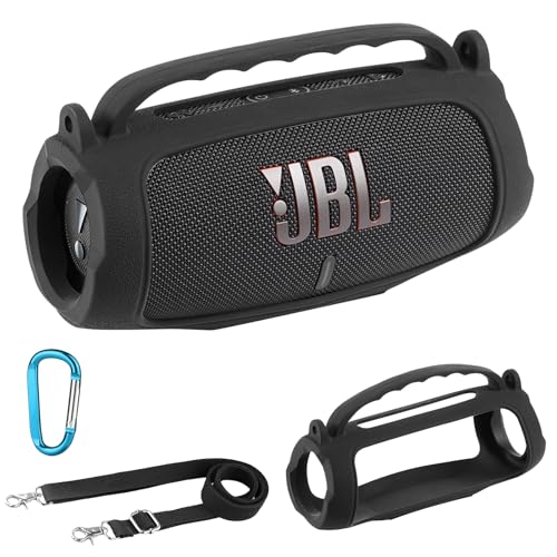 AONKE Silicone Case Compatible with JBL Charge 5 Portable Waterproof Bluetooth Speaker (Black)