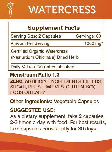 image for Secrets of the Tribe Watercress 120 Capsules, 1000 mg, Organic Watercr
