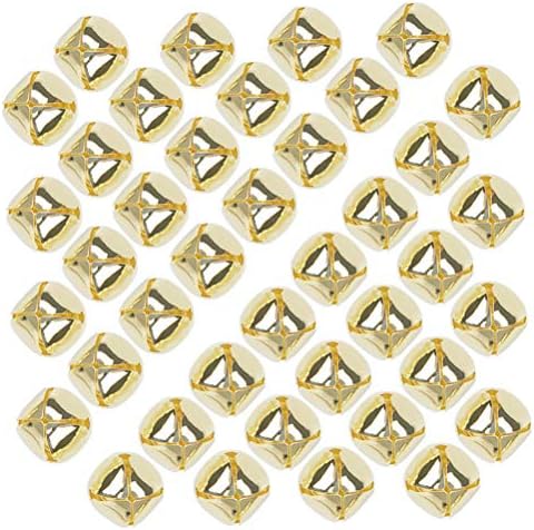 nuosen 100 Pieces Jingle Bells, 15mm Metal Jingle Bells Mini Craft Bells Beads for DIY Gold
