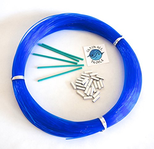 Catch All Tackle Monofilament Fishing Leader Kit 100yds 2.0mm-400lb Dark Blue with Loop Protectors crimps