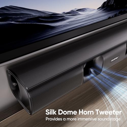 Saiyin Soundbar für Smart TV, 90W Compact Soundbar TV-Lautsprecher mit Subwoofer, 2.1Channel Home Theater Surround Sound System mit knackigen Stimmen und tiefen Bässen für TV PC Projektor – Bild 3