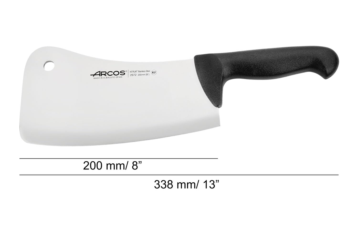 Arcos Serie 2900 - Hackmesser Metzgermesser - Klinge Nitrum Edelstahl 200 mm - HandGriff Polypropylen Farbe Schwarz