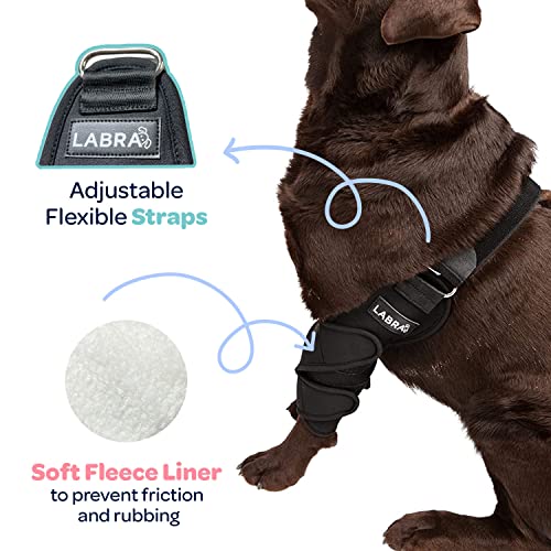 Image of Labra Dog Canine K9 Shoulder Elbow Callus Pain Relief Brace - Hot Spot Hygroma Hotspot Wound Chewing Protector Wrap For Arthritis, Sprained, Injured Joints Vet Approved - Small, Left Leg